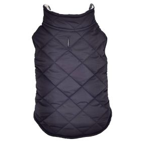 Reversible Fleece Lined Puffer Dog Coat (Color: Black and White Plaid, size: X-Large)