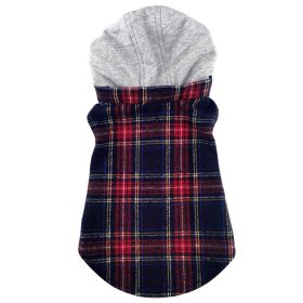 Weekender Dog Sweatshirt Hoodie (Color: Red & Black Plaid Flannel, size: X-Large)