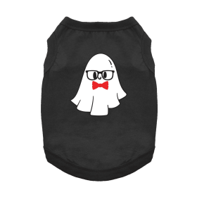 Nerdy Ghost Dog Shirt (Color: Jet Black, size: small)