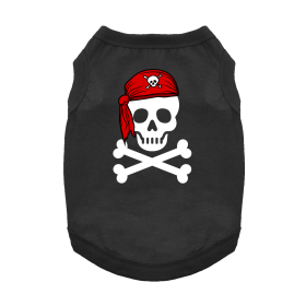 Pirate Skull with Red Bandana Dog Shirt (Color: Jet Black, size: small)
